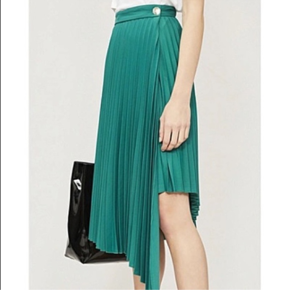 Sandro Pleated High-waisted Crepe Wrap Skirt In Green